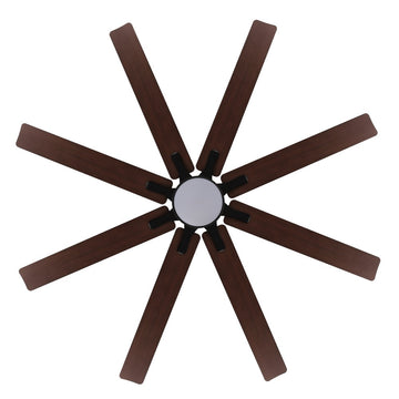 Octo 66" Contemporary Industrial Iron/Plastic Mobile-App/Remote-Controlled 6-Speed Ceiling Fan with Integrated LED Light